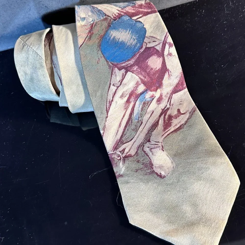 Edgar Degas Ballet Fine Art Painting Tie Vintage Ballerina Dancers Silk